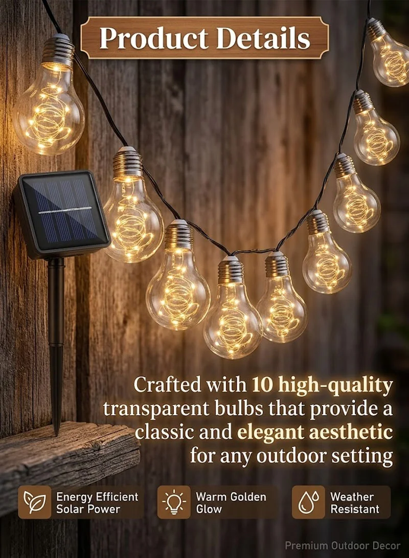 2M 10 Bulbs Solar Powered Dual-Function Transparent Globe Bulb String Lights with Warm White Gl — photo 5
