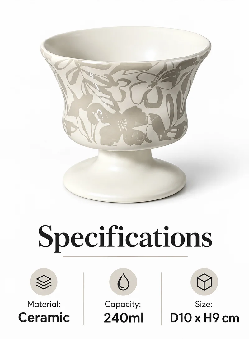 240ml Ceramic Floral Footed Ice Cream Dessert Bowl β photo 5