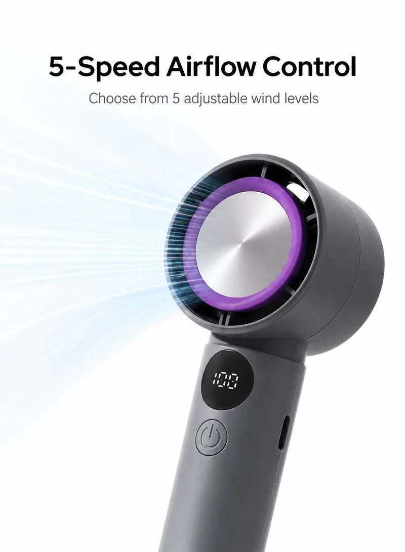 Rechargeable Handheld Turbo Fan With 5-Speed Airflow Control F16 - White — photo 3