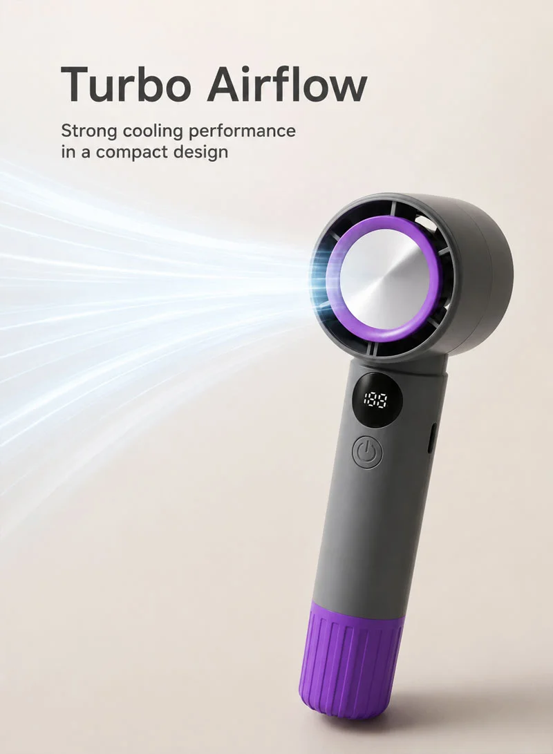 Rechargeable Handheld Turbo Fan With 5-Speed Airflow Control F16 - White — photo 6
