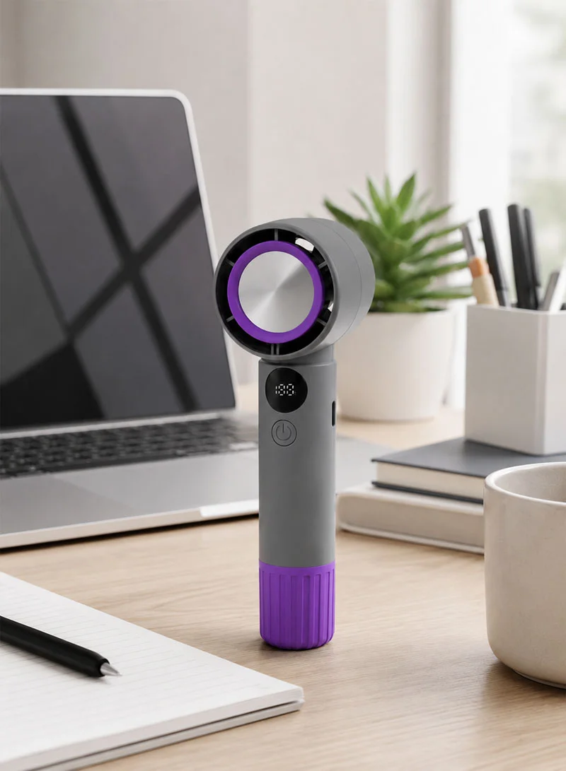 Rechargeable Handheld Turbo Fan With 5-Speed Airflow Control F16 - White β photo 7