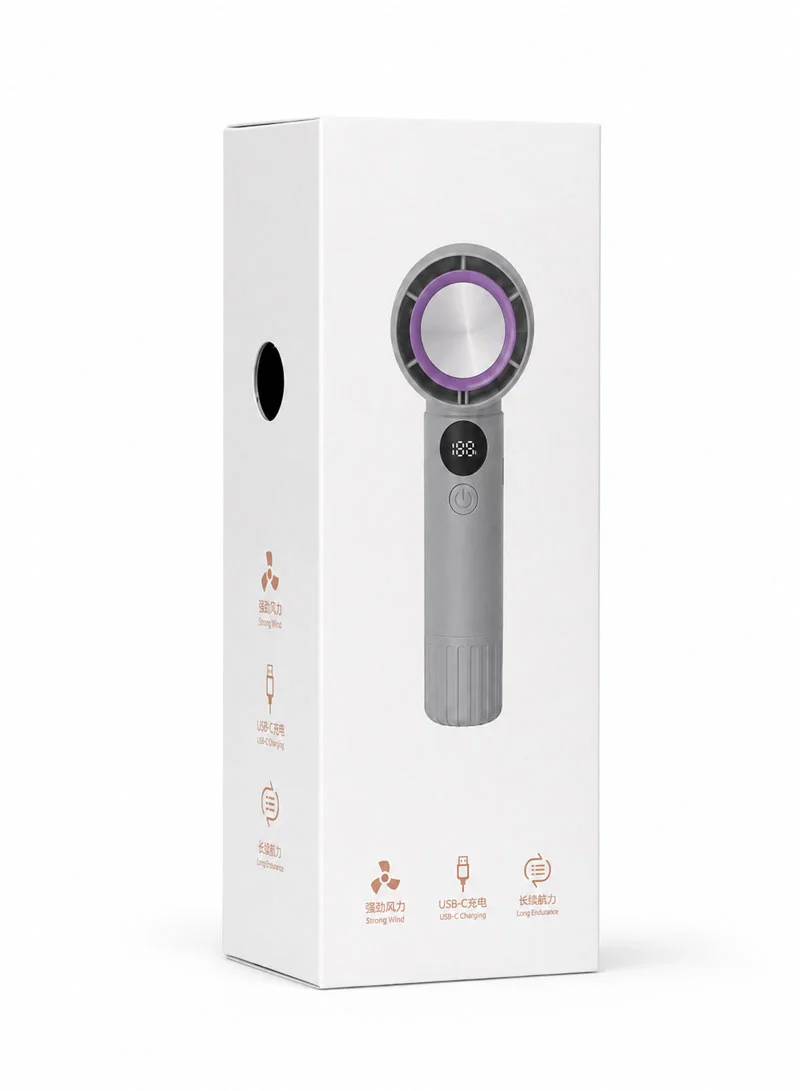 Rechargeable Handheld Turbo Fan With 5-Speed Airflow Control F16 - White β photo 8