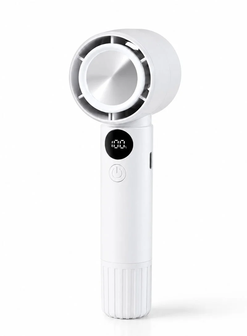 Rechargeable Handheld Turbo Fan With 5-Speed Airflow Control F16 - White