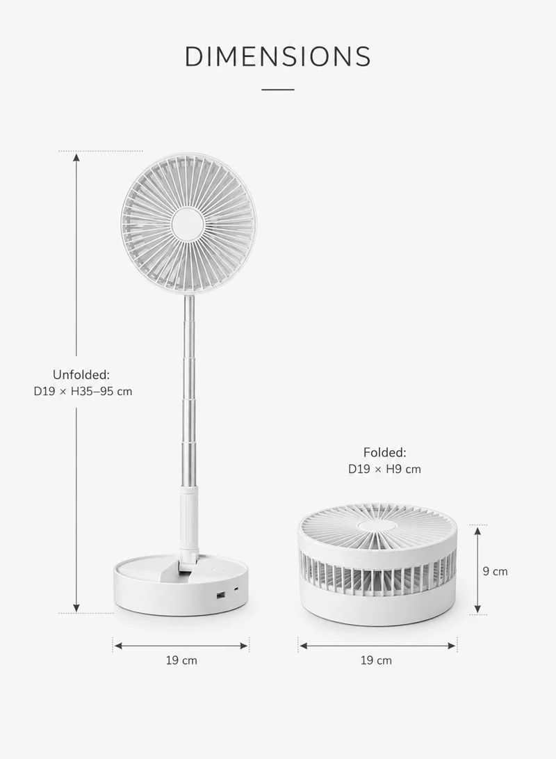 Foldable Standing Fan With 3-Speed Airflow & Height-Adjustable - White — photo 2