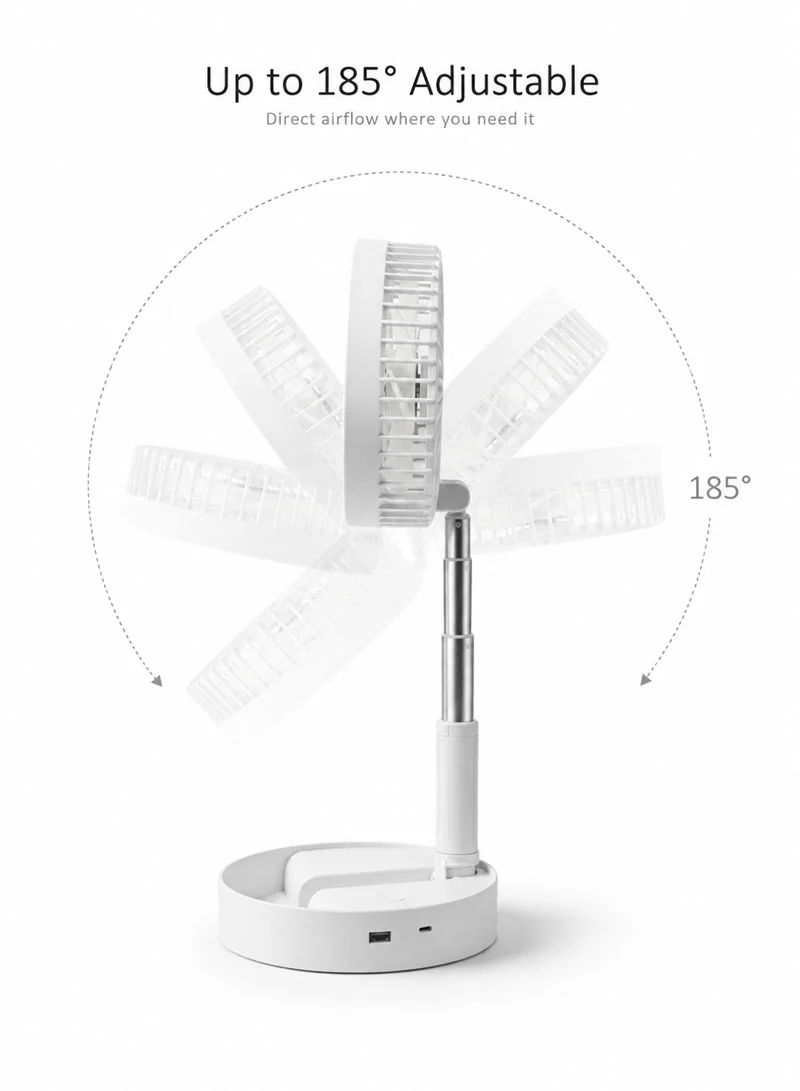 Foldable Standing Fan With 3-Speed Airflow & Height-Adjustable - White — photo 3
