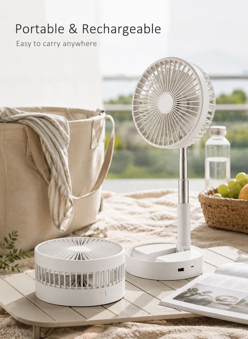 Foldable Standing Fan With 3-Speed Airflow & Height-Adjustable - White β photo 6