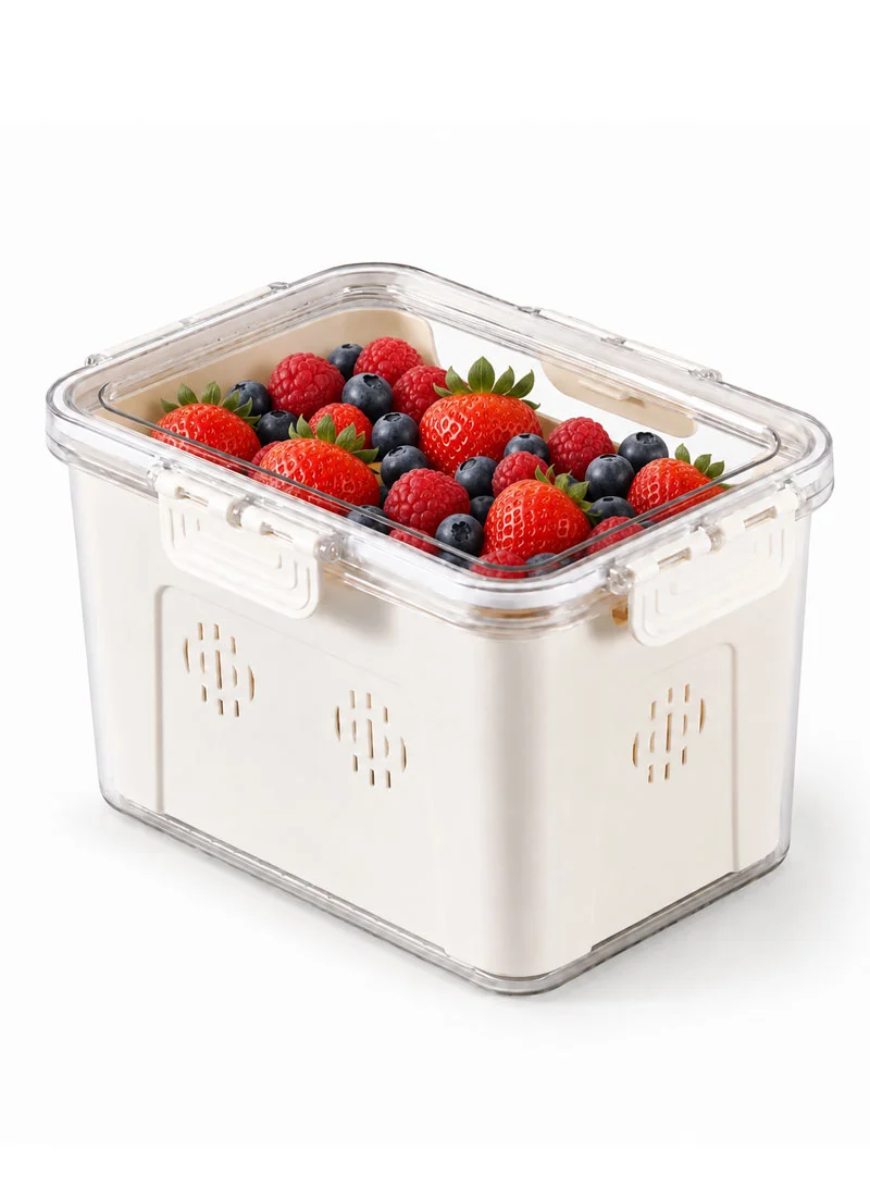Refrigerator Organizer Container With Removable Drain Basket & Built-In Carry Handle