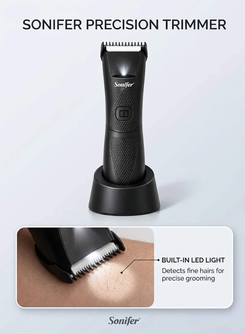 Rechargeable Body Hair Trimmer Waterproof Ceramic Blade 120min Runtime LED Light β photo 4
