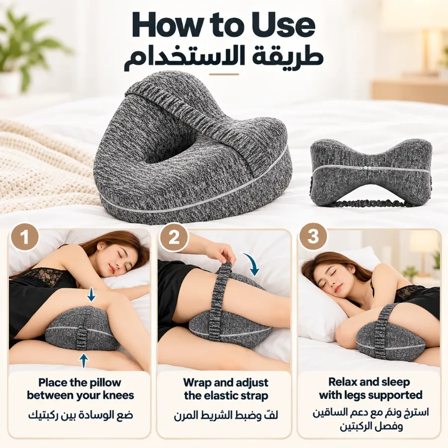 Memory Foam Knee Pillow With Strap – Ergonomic Leg Pillow Support — photo 3