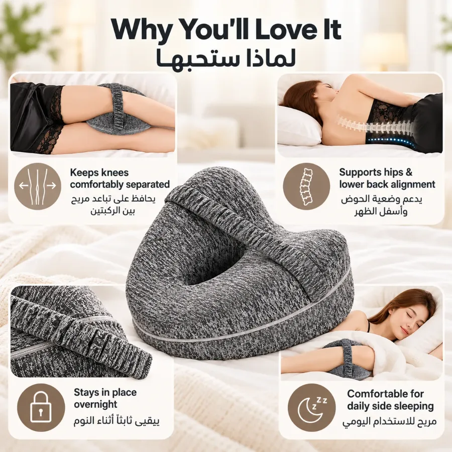 Memory Foam Knee Pillow With Strap – Ergonomic Leg Pillow Support — photo 4