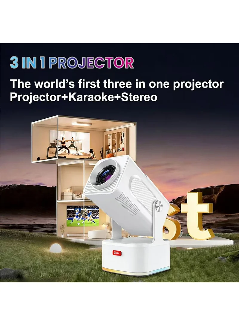 450 ANSI HD Projector Karaoke Speaker Home Cinema with Microphone and Voice Remote - White β photo 2