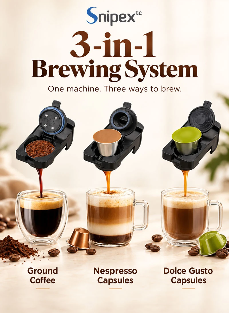 3-in-1 Multifunction Capsule & Ground Coffee Machine with 20 Bar Pump Pressure & 700ml Removabl — photo 4