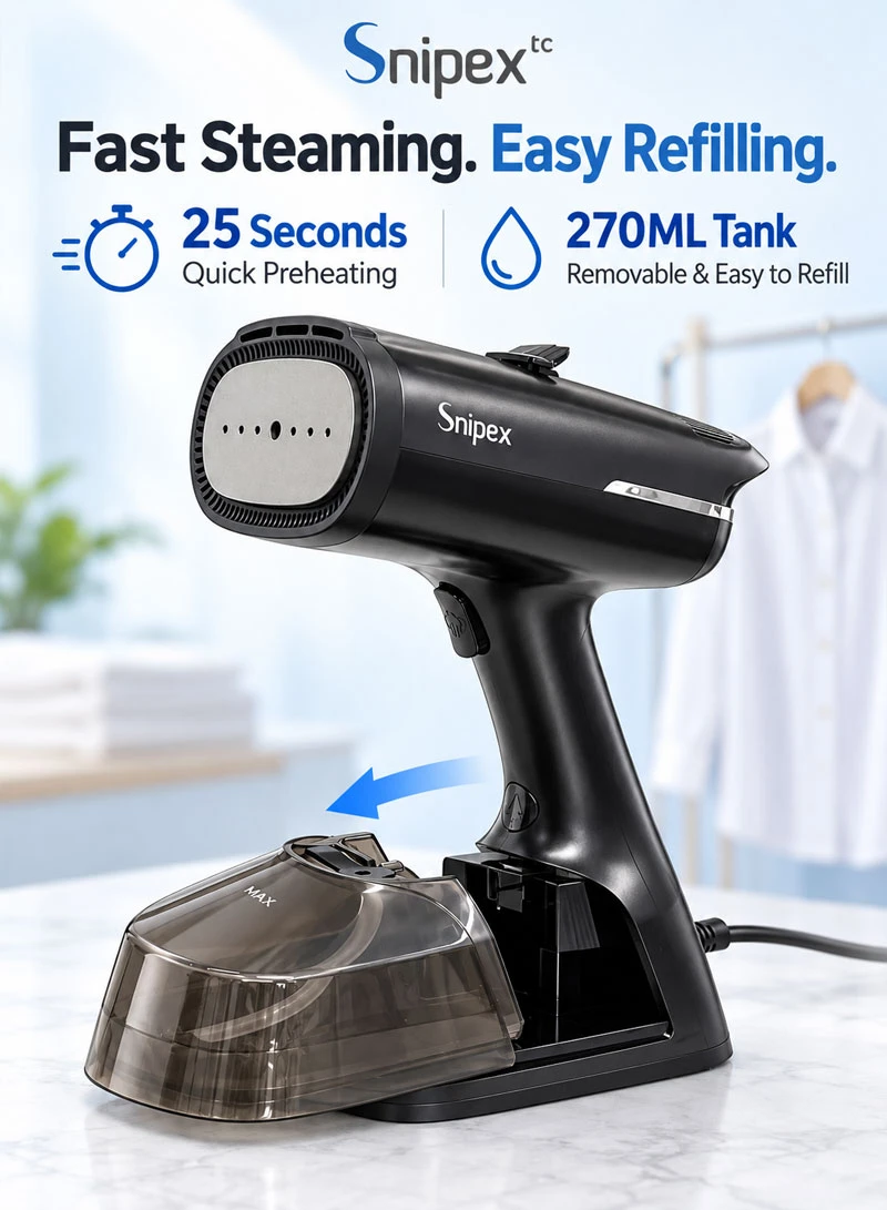 Handheld Garment Steamer with Vacuum Suction, 270mL Water Tank, 25s Fast Heating & Dual Steam M β photo 5