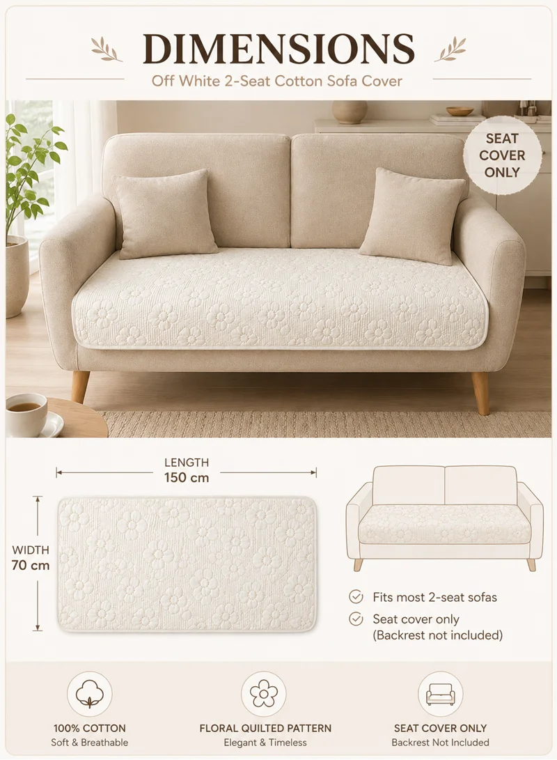 70×150 CM – 1 PC – 100% Cotton Summer Sofa Cover – Breathable, Sweat-Absorbent & Anti-Slip - Of — photo 2