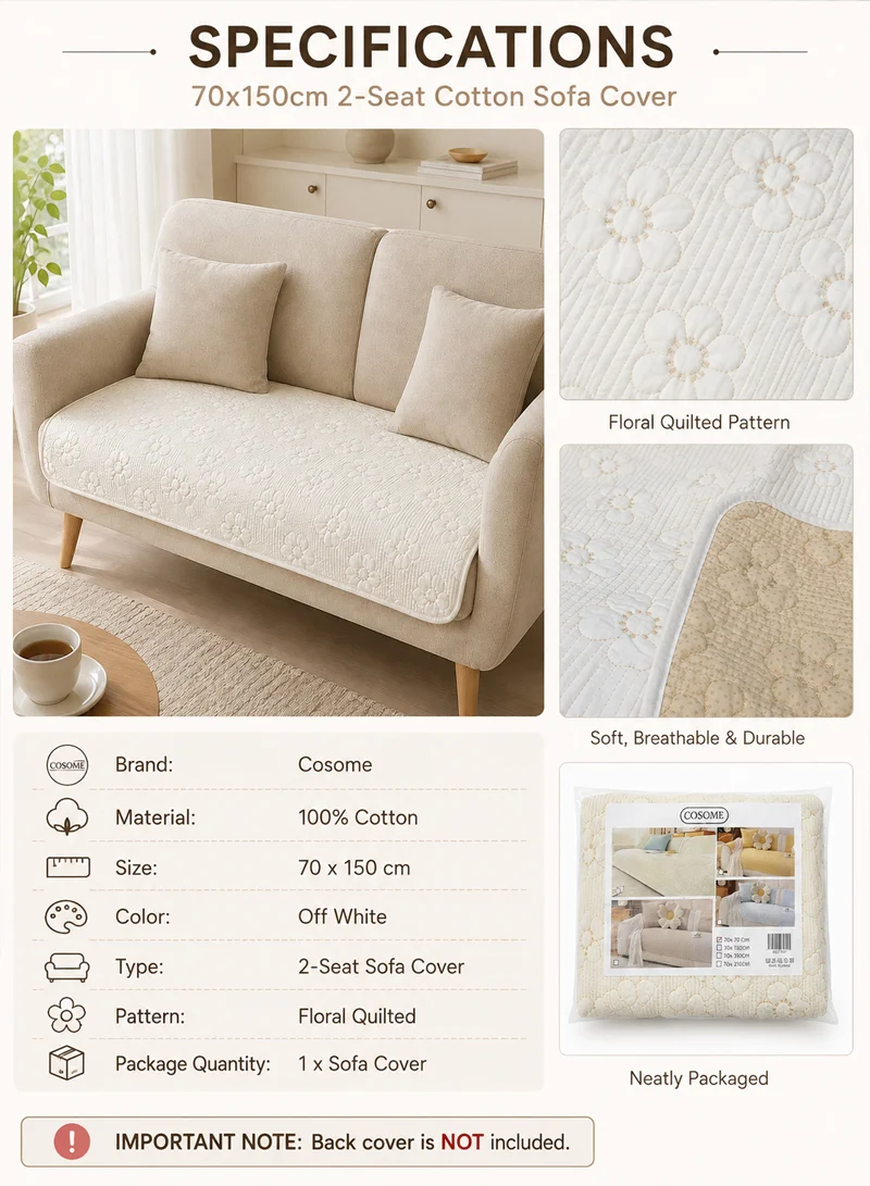 70×150 CM – 1 PC – 100% Cotton Summer Sofa Cover – Breathable, Sweat-Absorbent & Anti-Slip - Of — photo 5