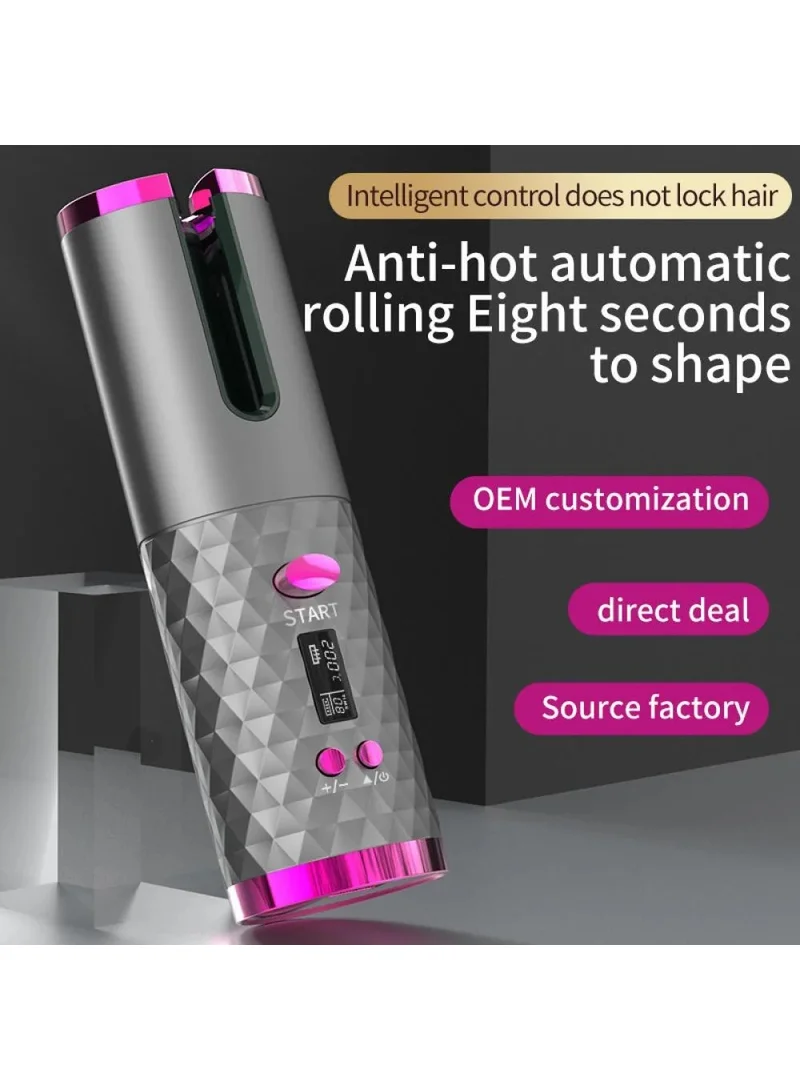 Automatic Curling Iron Rotating Hair Curler Wand LCD Display Ceramic Wave Hair Curler - Black β photo 2