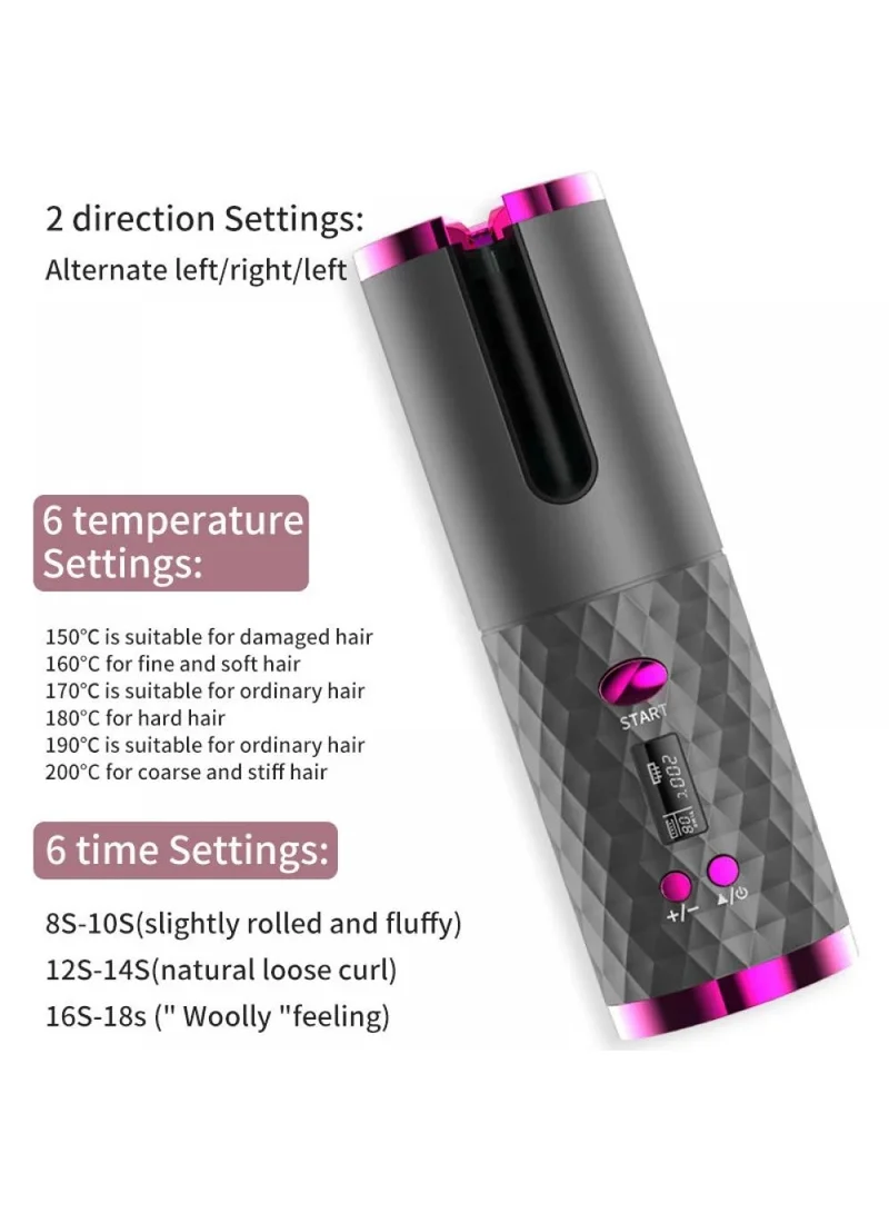 Automatic Curling Iron Rotating Hair Curler Wand LCD Display Ceramic Wave Hair Curler - Black β photo 5