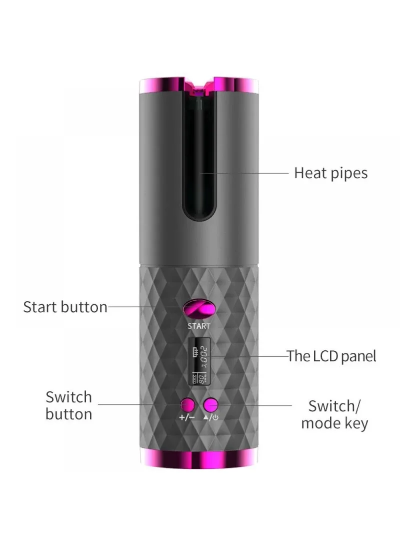 Automatic Curling Iron Rotating Hair Curler Wand LCD Display Ceramic Wave Hair Curler - Black β photo 6