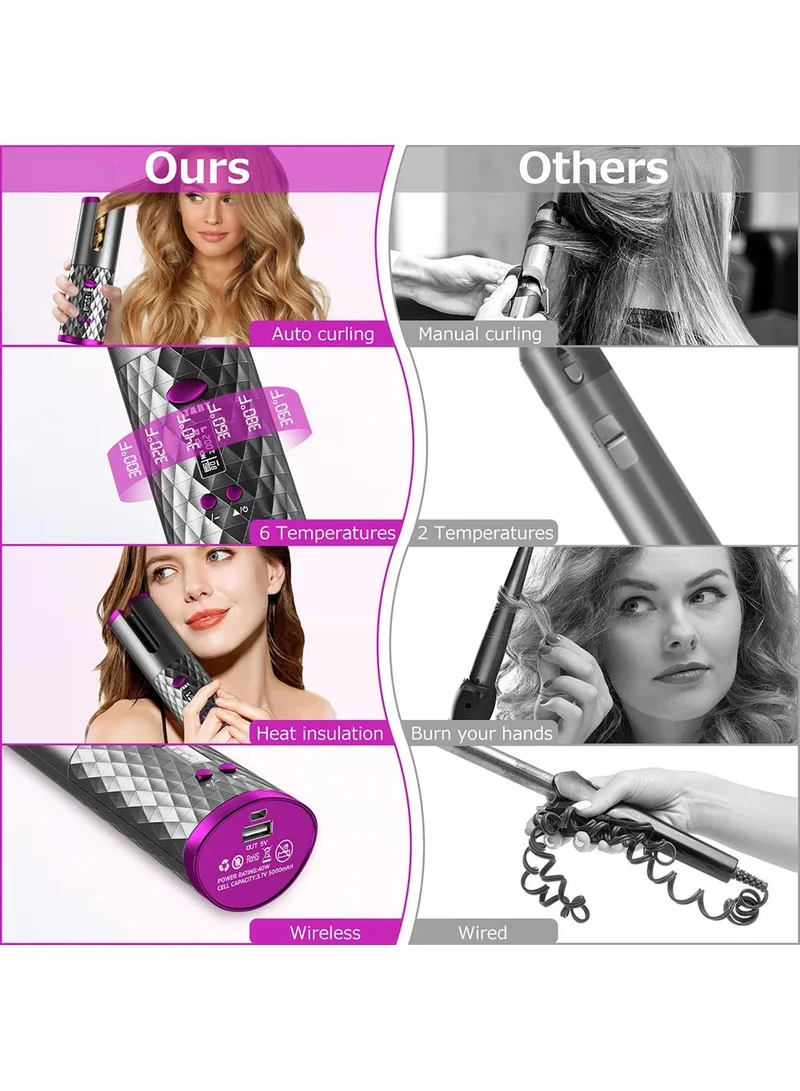 Automatic Curling Iron Rotating Hair Curler Wand LCD Display Ceramic Wave Hair Curler - Black β photo 7
