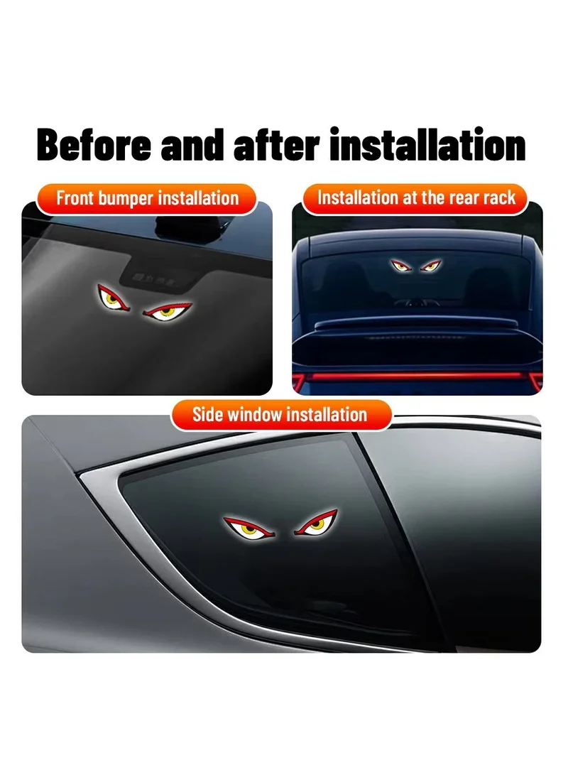 Eyes Design Car LED Warning Lamp Solar Powered Atmosphere Light with Suction Cups for Windshiel β photo 6