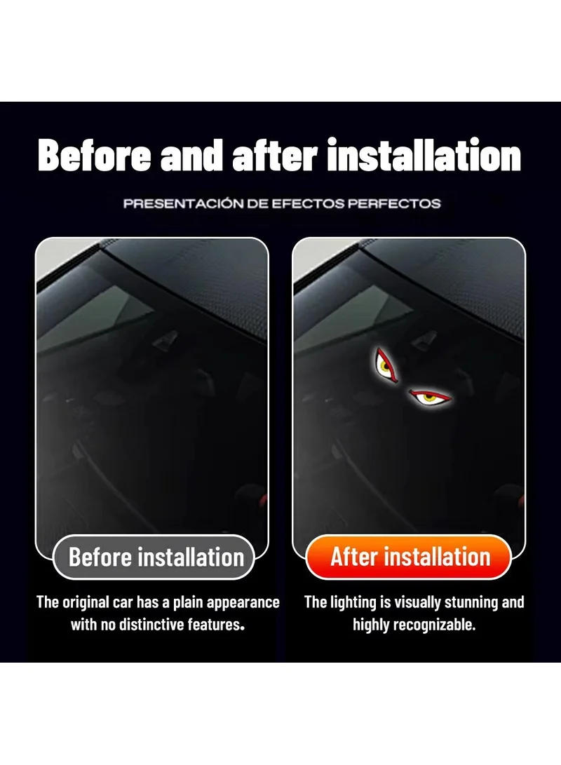 Eyes Design Car LED Warning Lamp Solar Powered Atmosphere Light with Suction Cups for Windshiel β photo 9