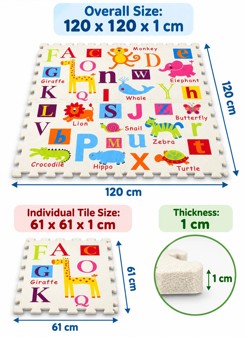 4Pcs Interlocking EVA Foam Animal Alphabet Puzzle Play Mat — photo 3