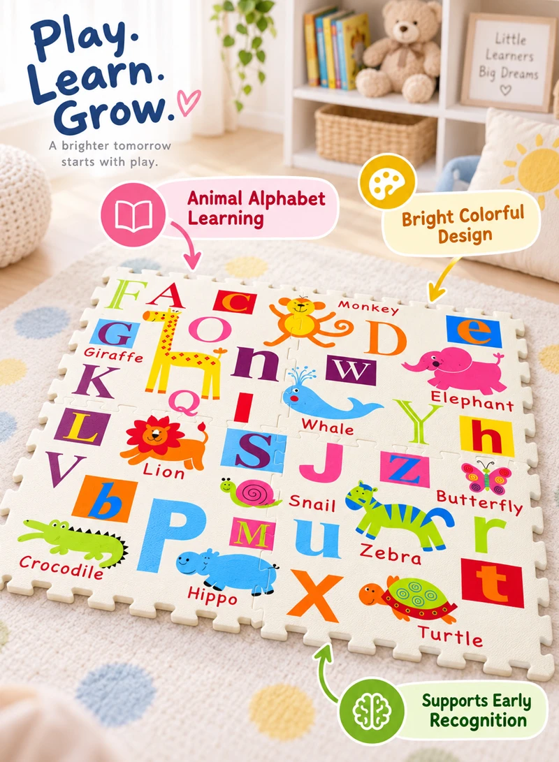 4Pcs Interlocking EVA Foam Animal Alphabet Puzzle Play Mat β photo 4