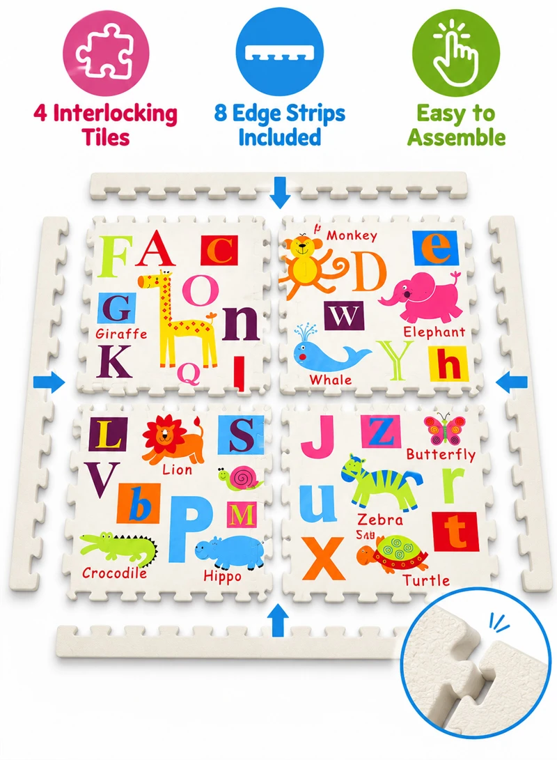 4Pcs Interlocking EVA Foam Animal Alphabet Puzzle Play Mat β photo 5
