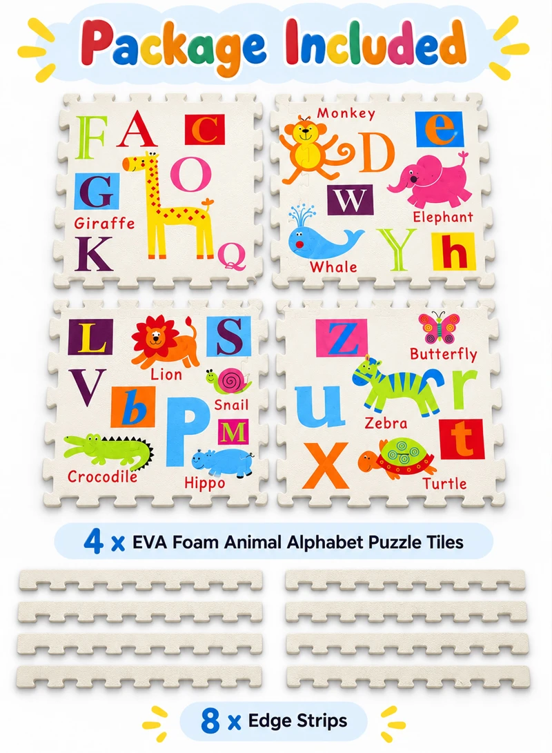 4Pcs Interlocking EVA Foam Animal Alphabet Puzzle Play Mat — photo 7