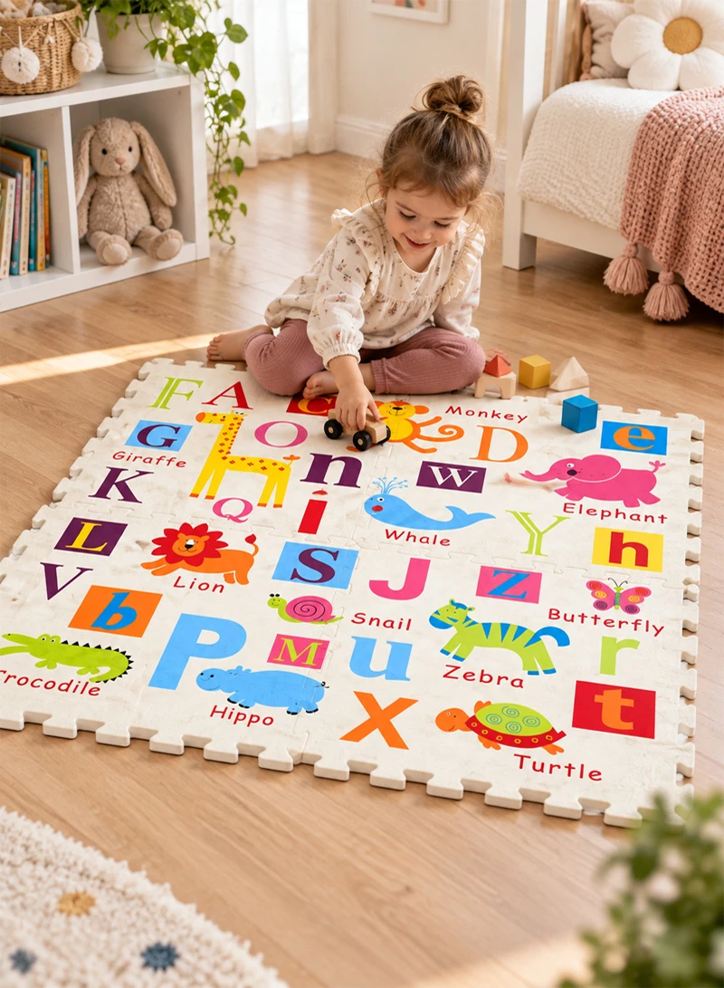 4Pcs Interlocking EVA Foam Animal Alphabet Puzzle Play Mat