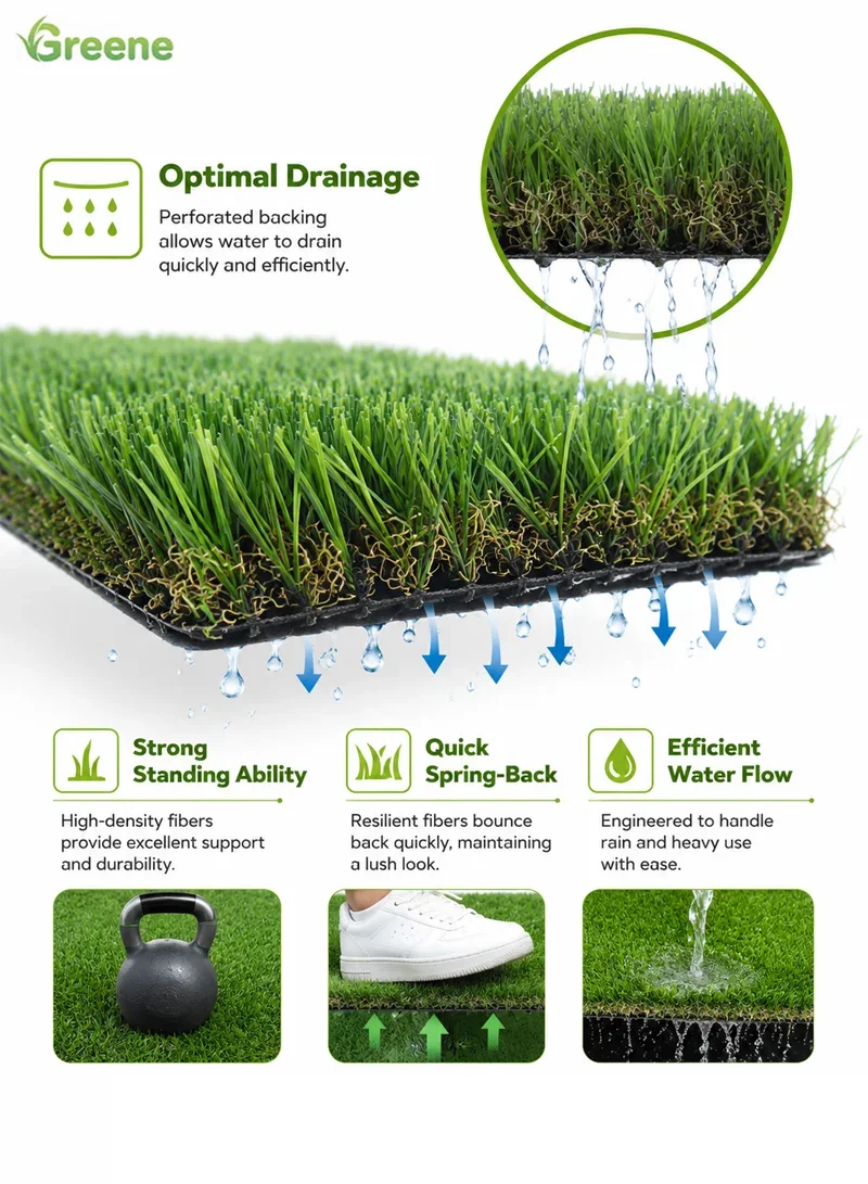 Custom Size High-Density Artificial Grass Roll with 4 Tone Of Color & C-Shape Blades — photo 5
