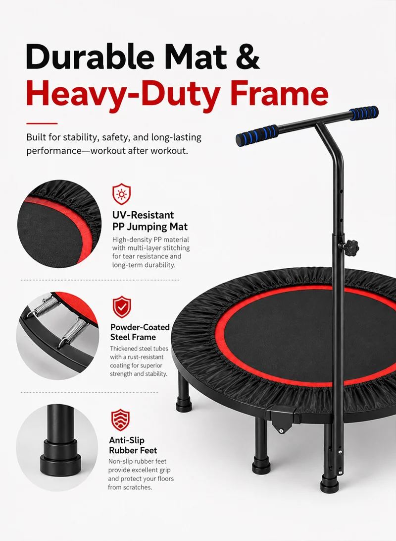 100cm 200kg Maximum Weight Fitness Fitness Trampoline Rebounder with Adjustable T-Shaped Handle β photo 4
