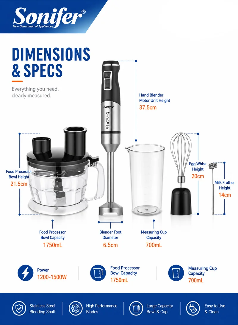 7 in 1 Electric Hand Blender Multi Function Food Blender Set — photo 2