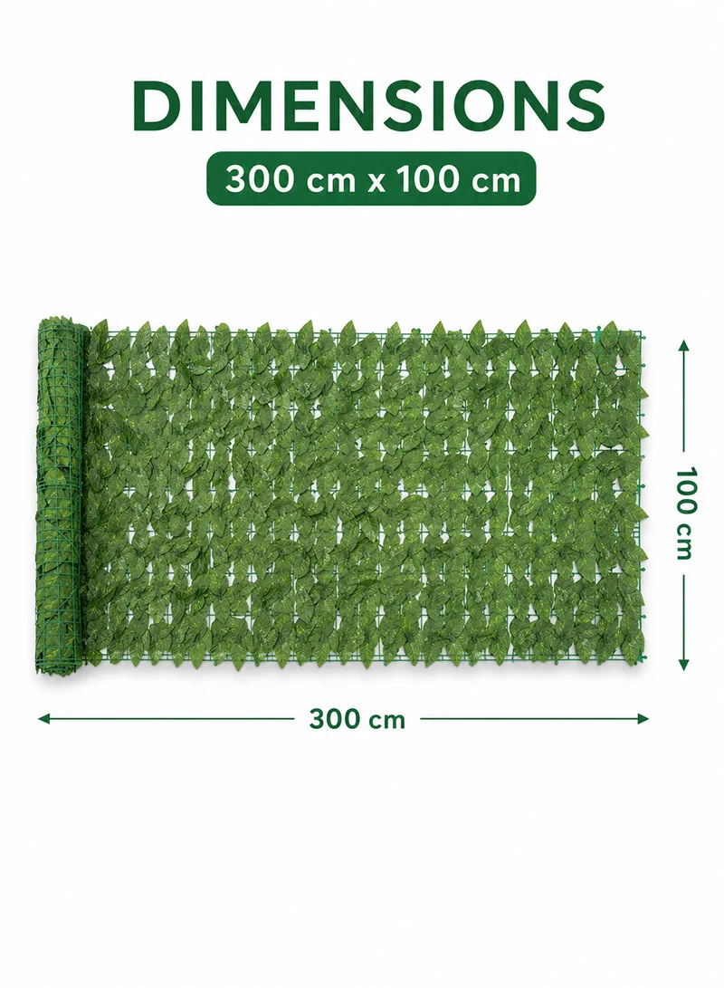 3x1m Artificial Decorative Green Ivy Hedge Roll with Spotted Pothos Leaves β photo 3