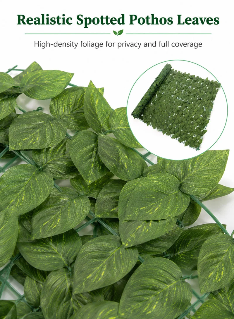 3x1m Artificial Decorative Green Ivy Hedge Roll with Spotted Pothos Leaves — photo 4