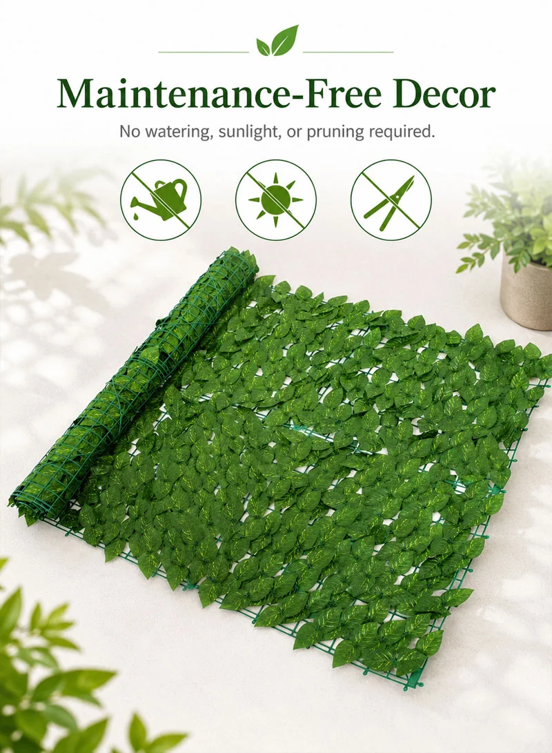 3x1m Artificial Decorative Green Ivy Hedge Roll with Spotted Pothos Leaves β photo 5
