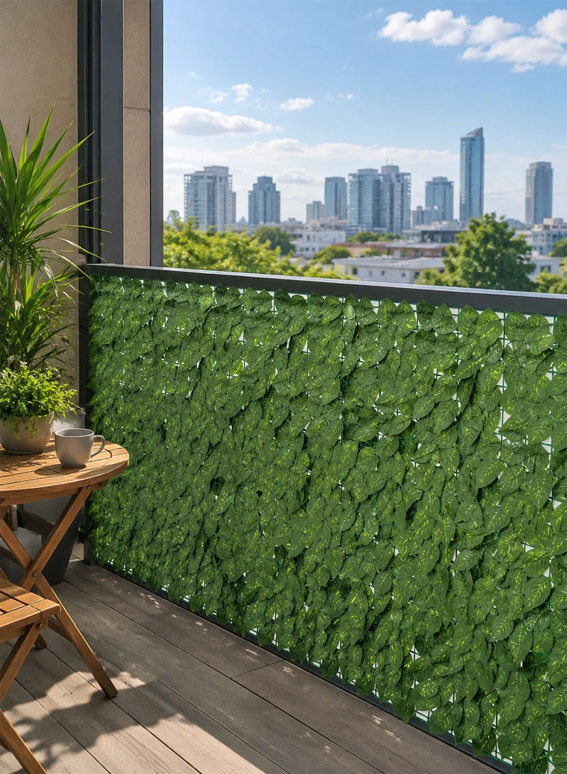 3x1m Artificial Decorative Green Ivy Hedge Roll with Spotted Pothos Leaves — photo 7