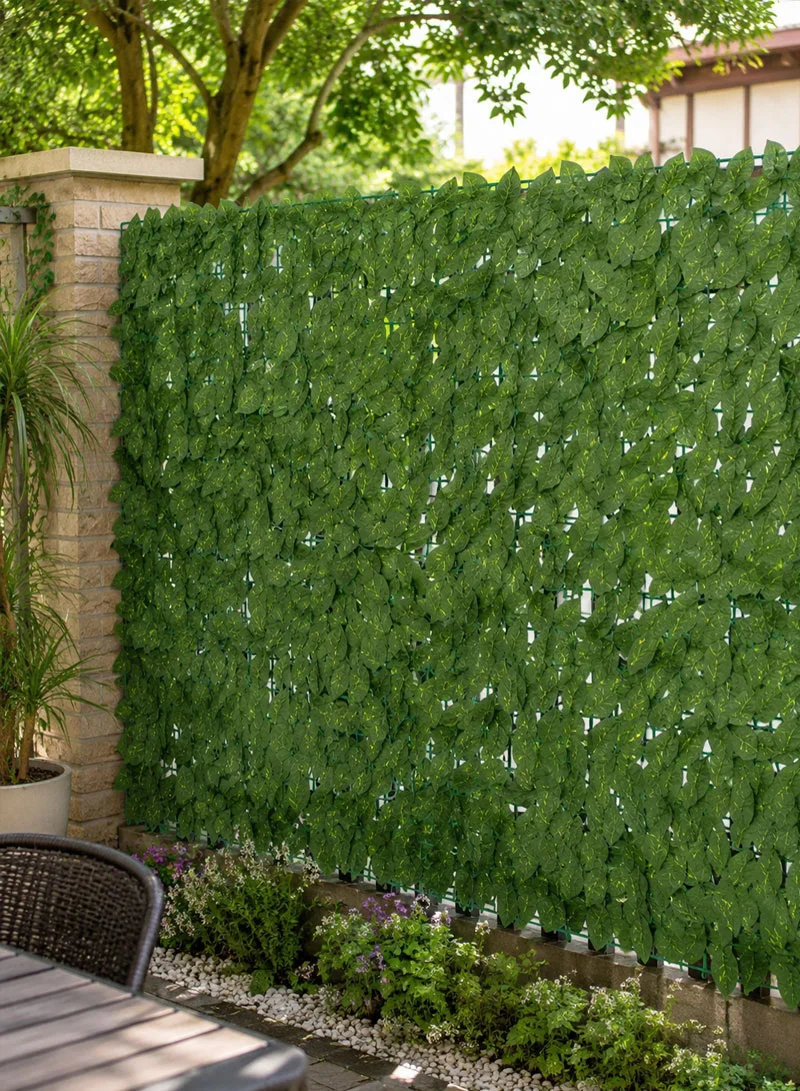3x1m Artificial Decorative Green Ivy Hedge Roll with Spotted Pothos Leaves — photo 8