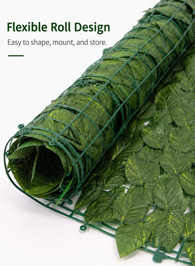 3x1m Artificial Decorative Green Ivy Hedge Roll with Spotted Pothos Leaves β photo 9