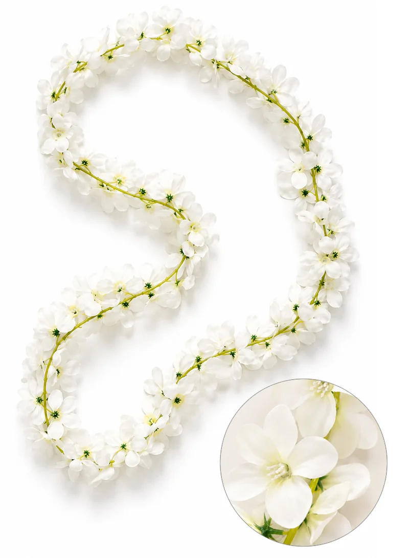 220cm Artificial Cherry Blossom Flower Garland Hanging Vine -White β photo 2