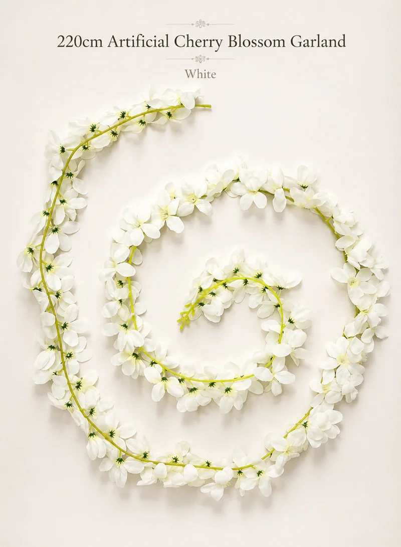 220cm Artificial Cherry Blossom Flower Garland Hanging Vine -White — photo 3