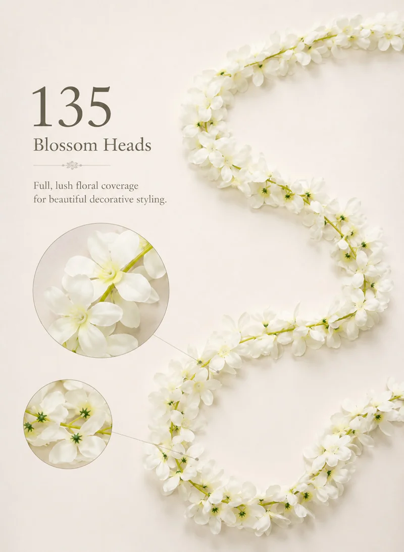 220cm Artificial Cherry Blossom Flower Garland Hanging Vine -White β photo 6