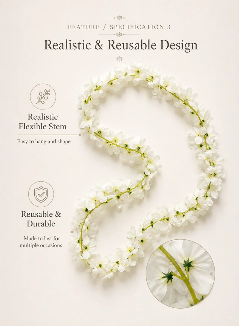 220cm Artificial Cherry Blossom Flower Garland Hanging Vine -White — photo 7