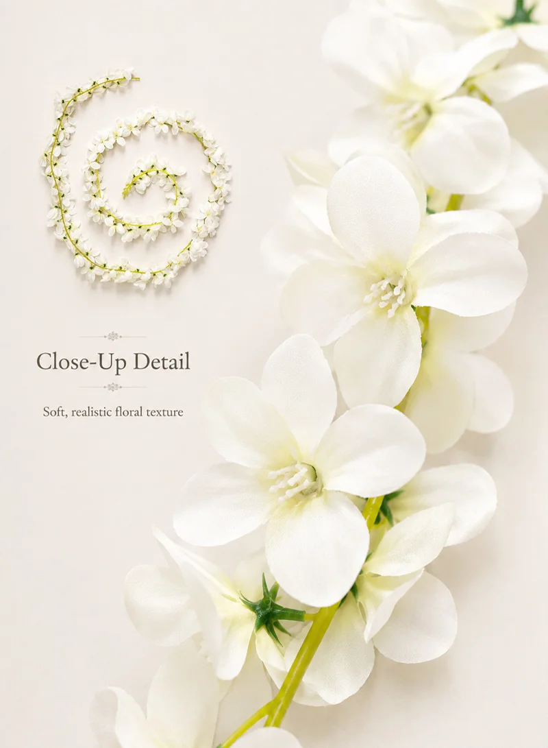 220cm Artificial Cherry Blossom Flower Garland Hanging Vine -White β photo 9