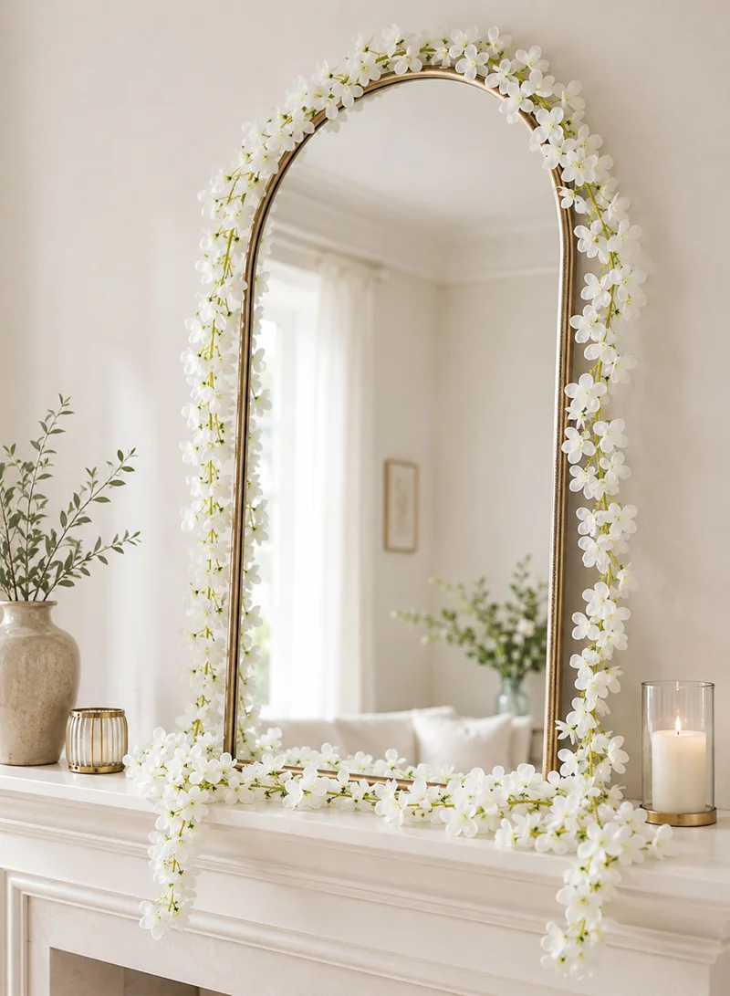 220cm Artificial Cherry Blossom Flower Garland Hanging Vine -White