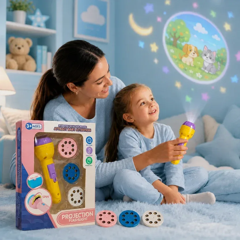 Mini Projector Torch Flashlight for Kids - Blue