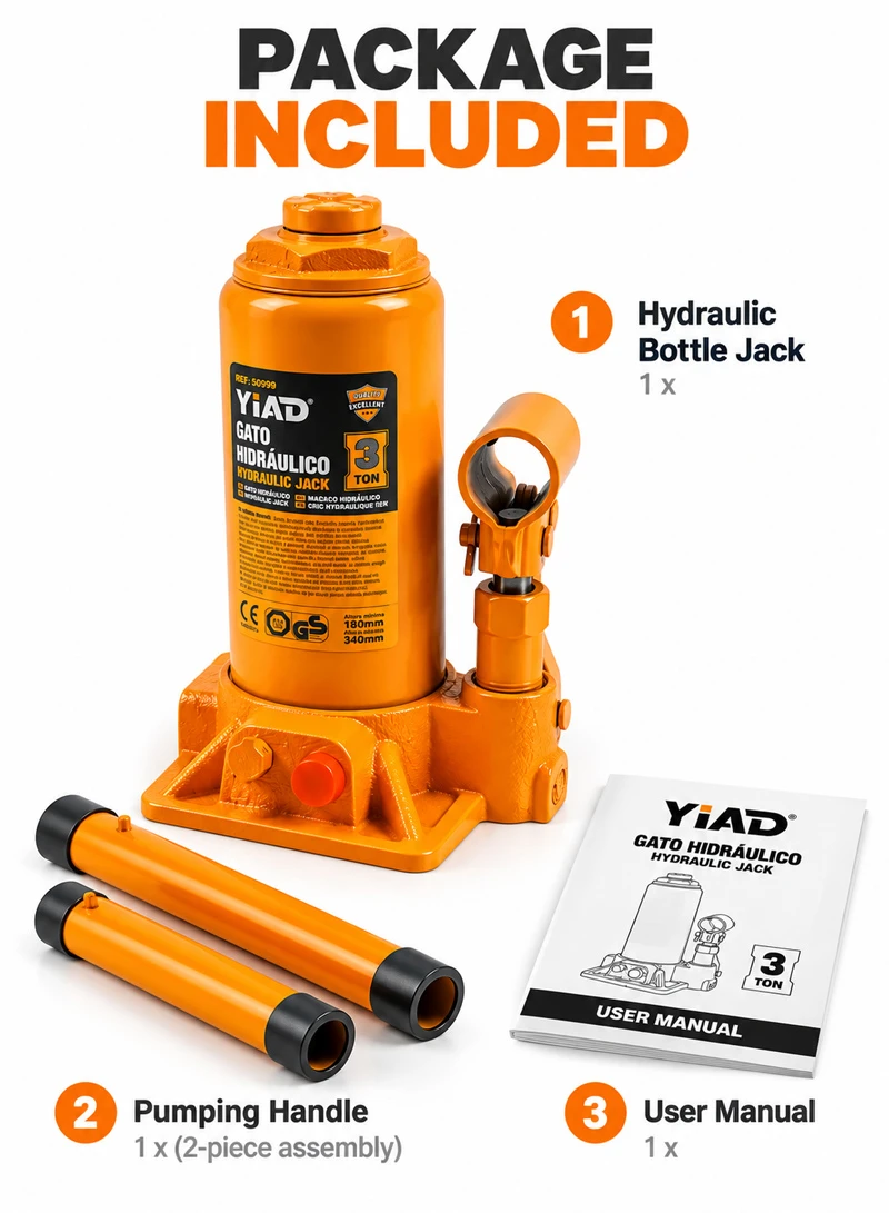 3 Ton Hydraulic Bottle Jack Professional Car Automotive Repair Lifting Tool 50999 β photo 8