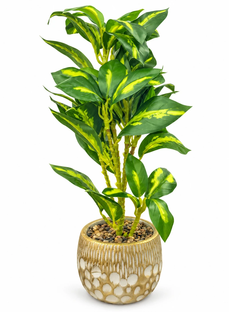 Artificial Decorative Plant with Variegated Leaves & Decorative Pot 17004-5