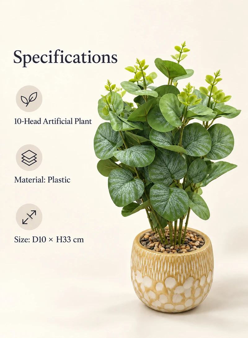 10-Head Artificial Decorative Plant with Textured Leaves & Decorative Pot — photo 6