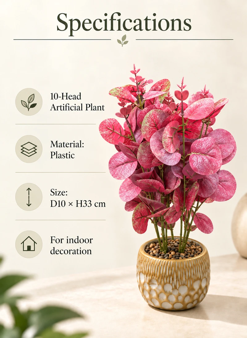 10-Head Artificial Decorative Plant with Textured Leaves & Decorative Pot — photo 6